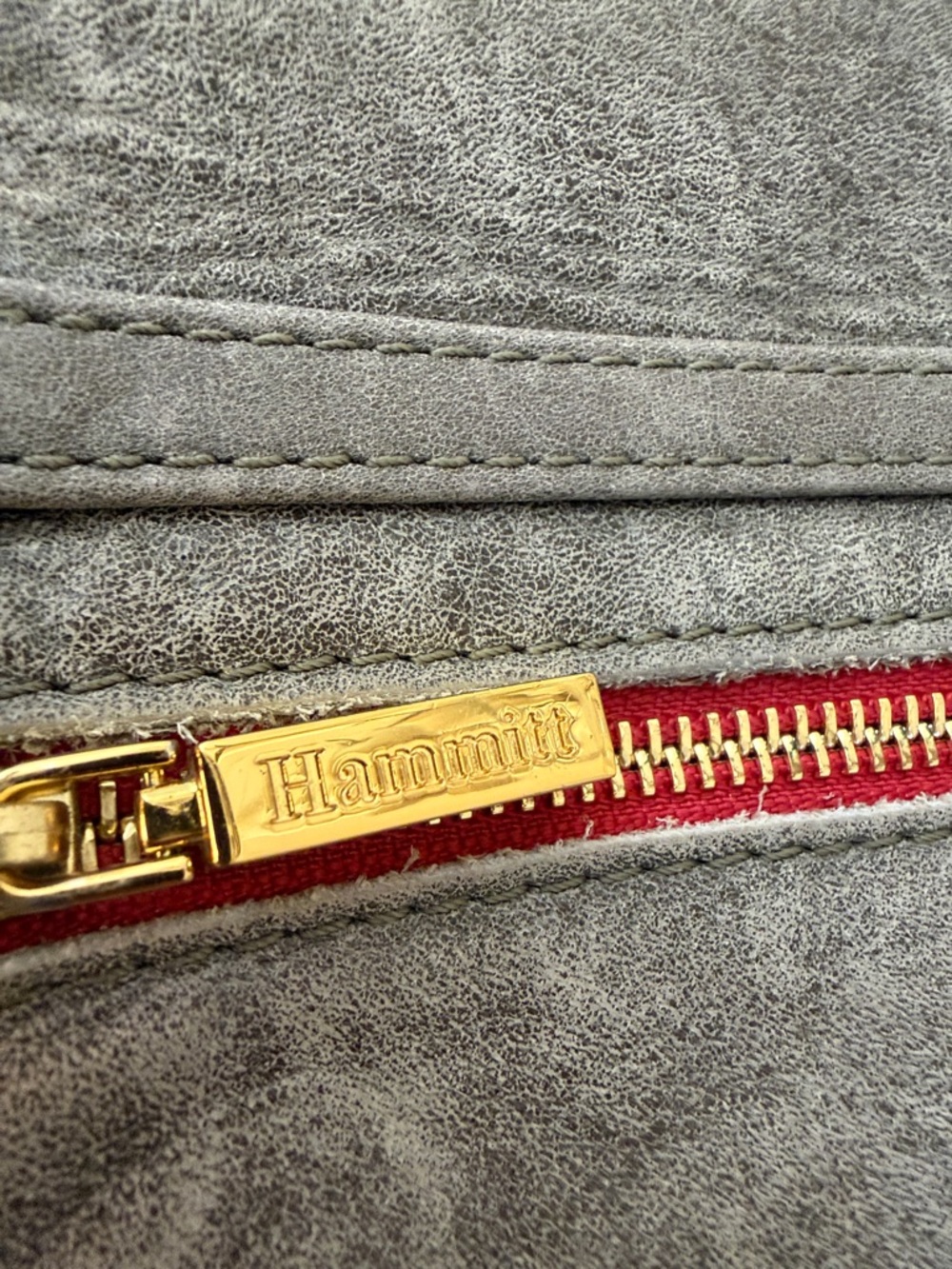 Hammitt Gray Suede Crossbody with Red Zip and Gold Hardware - Picture 6 of 11